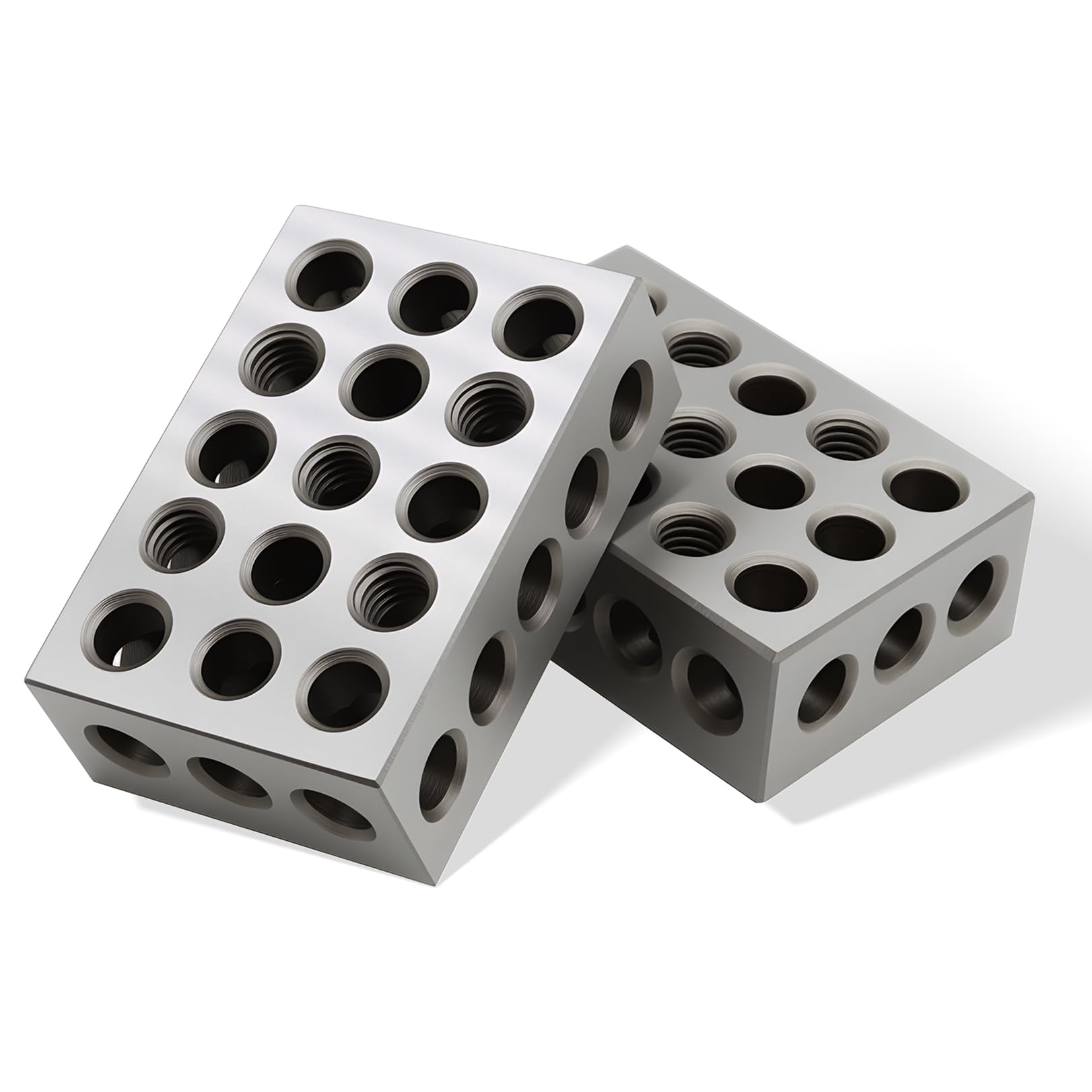 Nakkaa 1-2-3 Blocks Set Matched Pair 23 Holes .0002" Squareness Hardened Steel Setup Blocks Ultra Precision Machinist 1"x2"x3" Blocks for Machinist Woodwork Metalwork (23 Holes)-image-30