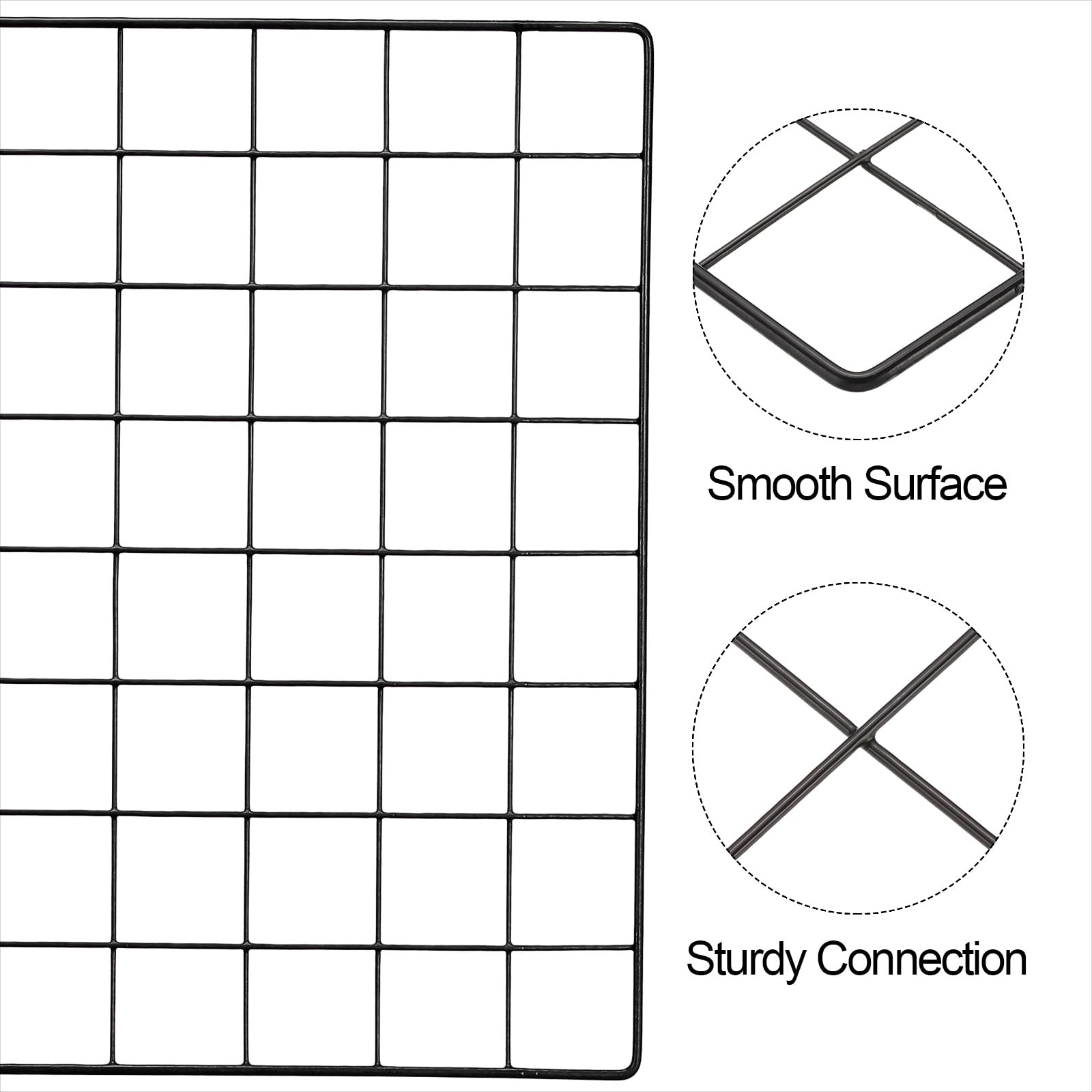 PATIKIL 60x40cm Wire Grid Panel, 2 Pack Board Photo Pictures Memo Display Grid Panels Hanging Organizer Wall Decorative Panel for Home Office Wedding, Black - Image 3