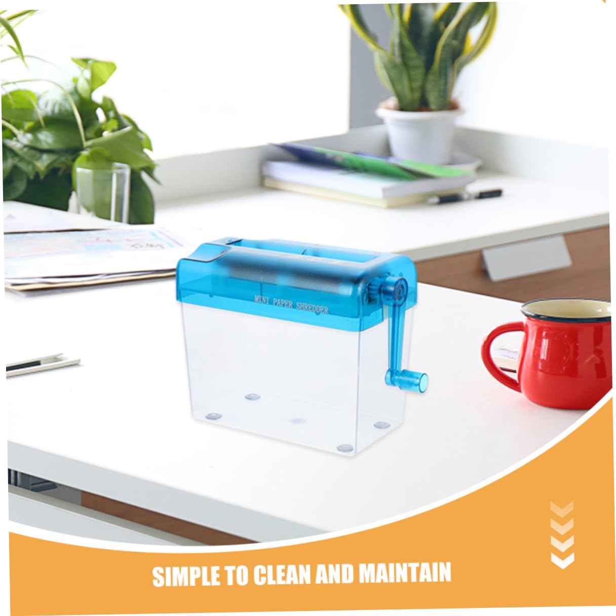 Healvian Distruggidocumenti Manuale da Tavolo Portatile 2 Pezzi Piccolo Distruggidocumenti per Uso Domestico e Ufficio senza Elettricità Manovella Colore Rosa e Blu per Sicurezza