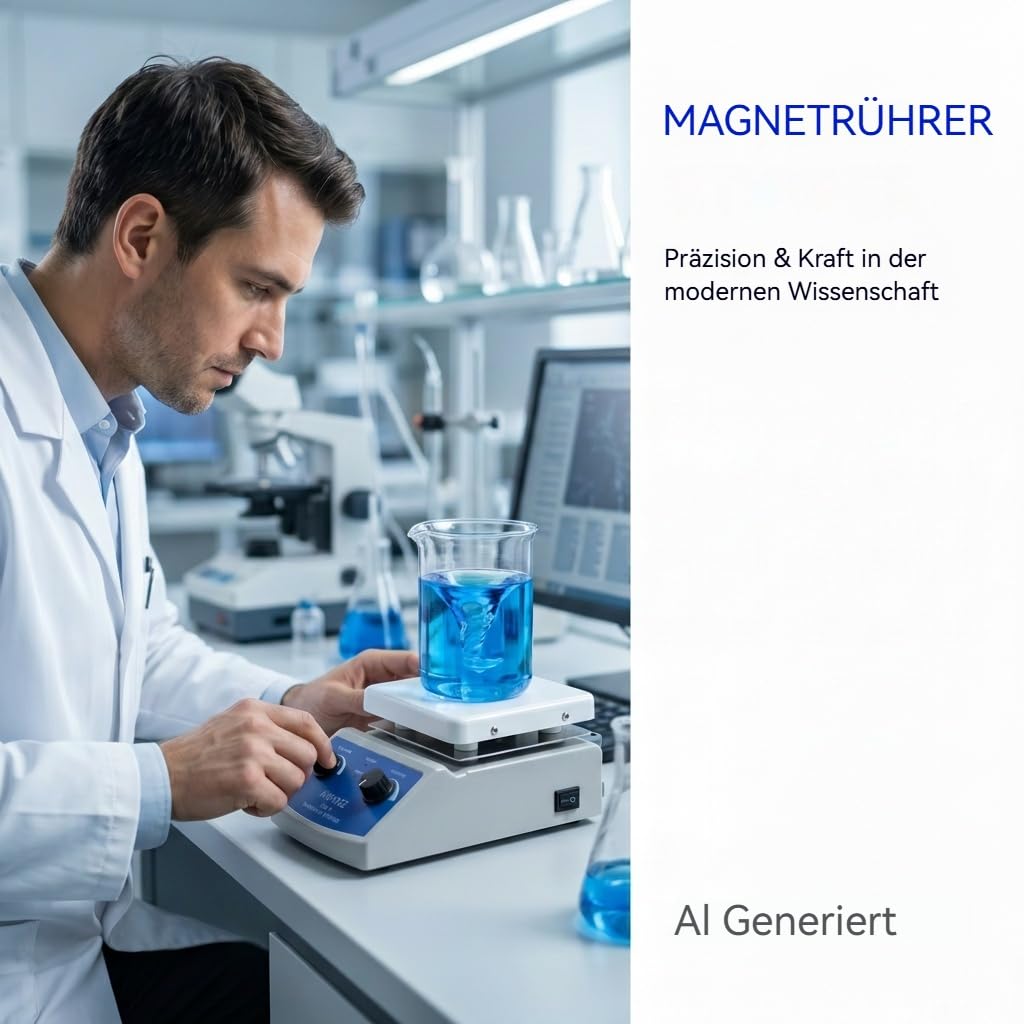Magnetrührer mit Heizplatte für Labor, Unterricht und wissenschaftliche Forschung, 12 x 12 cm große Aluminiumplatte, 100–2000 U/min, fasst bis zu 1.000 Milliliter Probe, leistungsstarker Magnetrührer