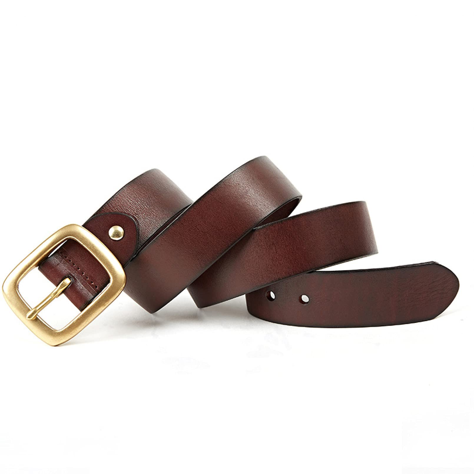 BAJIE Herrengürtel Leder Kupfer Gürtelschnalle Herrengürtel Rindsleder All-Match Business Casual Ledergürtel