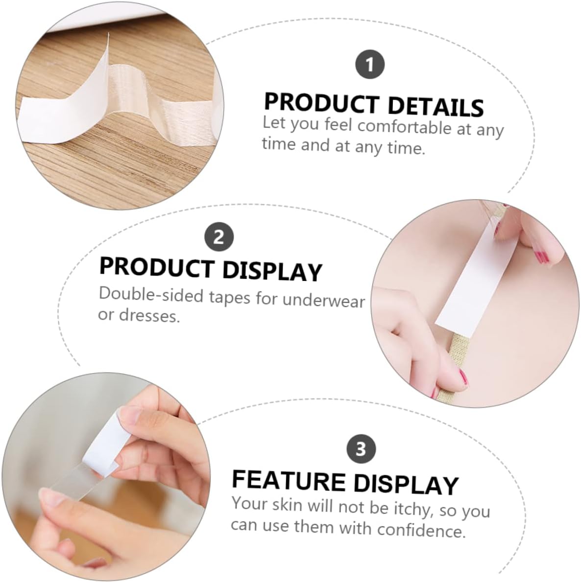 2sets Body Clothing Tape Lingerie Tape Bra Strap Long-lasting Stick Invisible Fit Easy to Wash 216pcs*2
