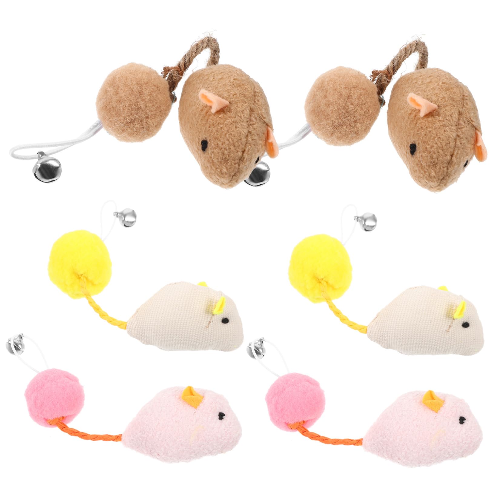 Toyvian 6pièces Souris Jouet pour Chat Peluche Lot Clochette Jouet Interactif Taquin pour Chaton Et Animaux De Compagnie