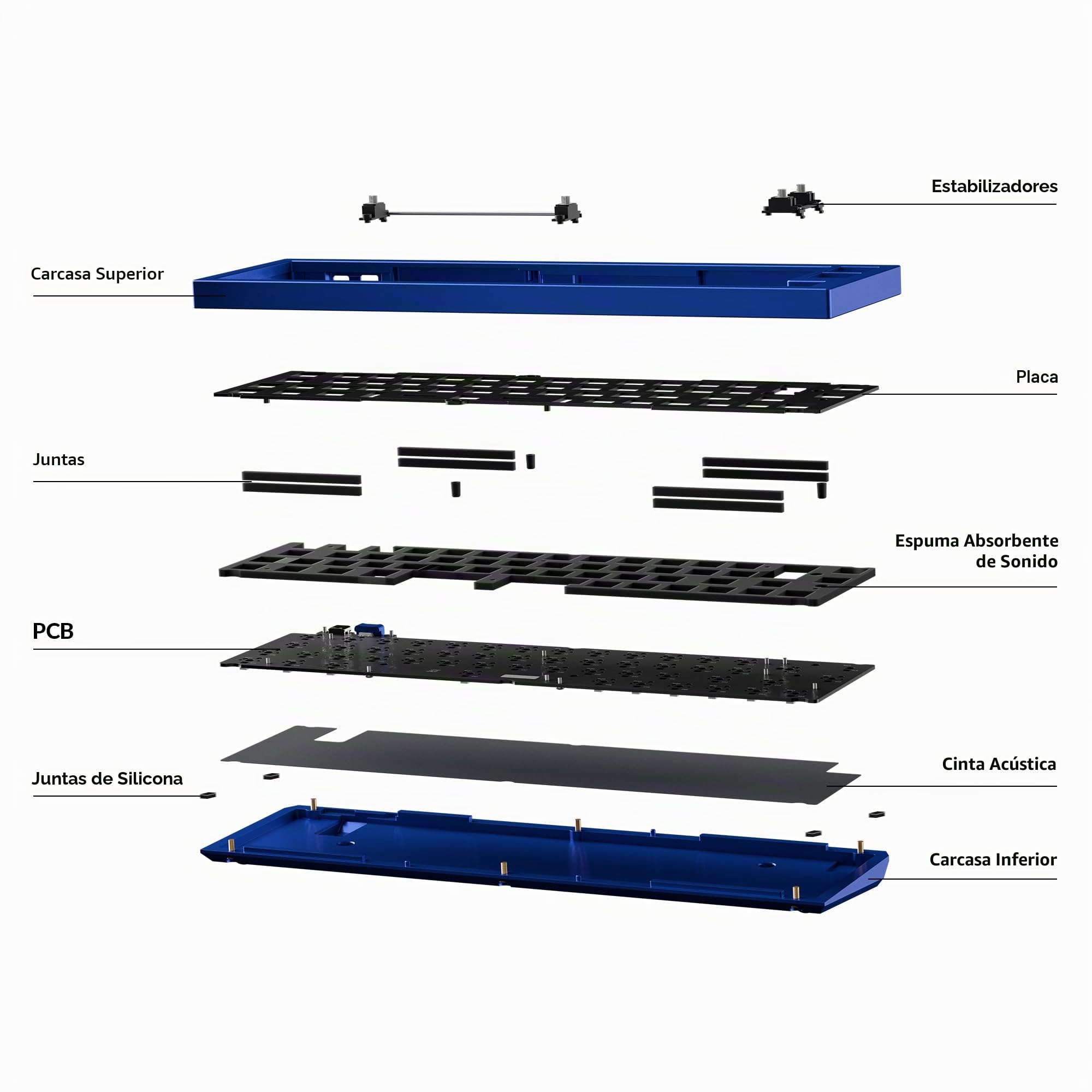 Keychron Q9 Kit de Teclado Mecánico Barebone, Diseño ISO 40%, Programable con QMK/Via, Cuerpo de Aluminio CNC, RGB, Compatible con Interruptores MX de 3 y 5 Pines, para Windows y macOS, Azul