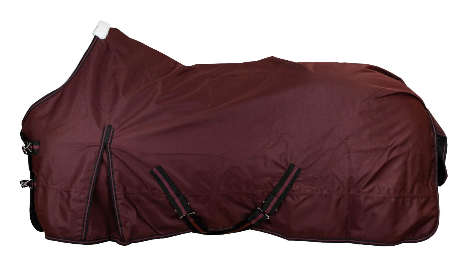 RL24 - Winterdecke Weidedecke Basicline 600D Weinrot 115 cm (100g) | Pferdedecke mit Füllung – atmungsaktive, Wind- & wasserdichte Outdoordecke mit Innenfutter & Kreuzbegurtung