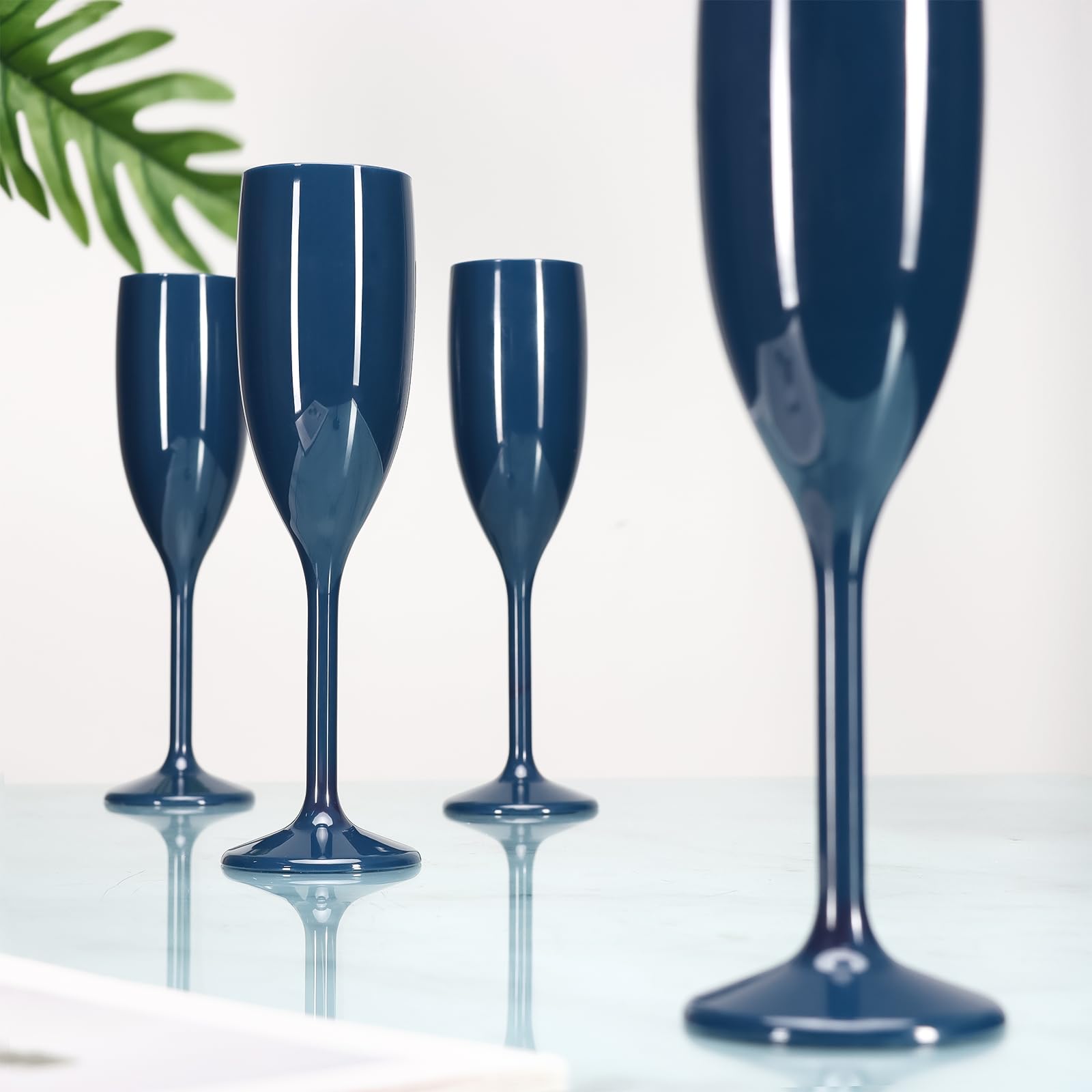Copas de champán de acrílico azul marino, copas de champán para brindis de boda, copa de champán de plástico, reutilizable, irrompible, para despedida de soltera, boda, despedida de soltera, fiesta de