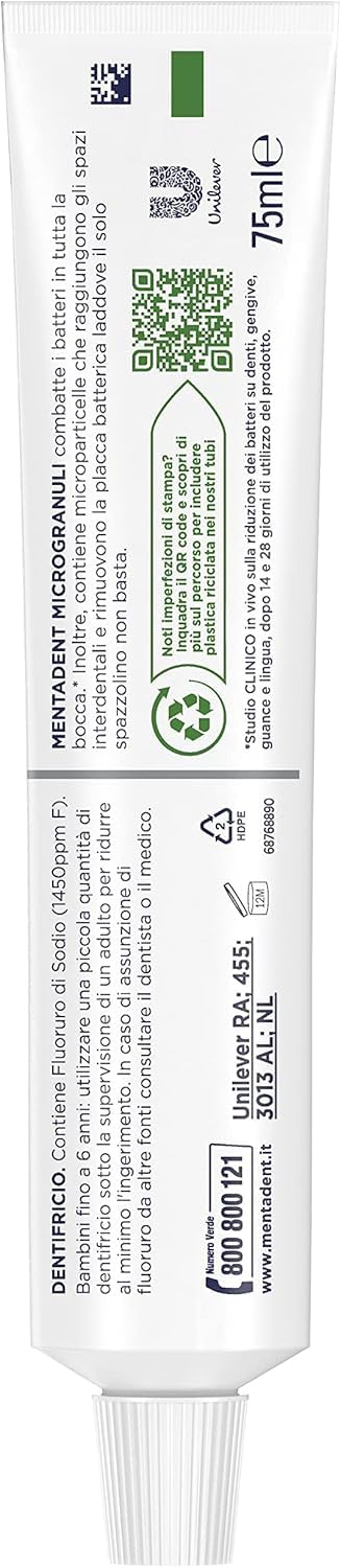 Mentadent Dentifricio Microgranuli Zahnpasta, 75 ml, 36er Pack,+ italy shop free keyring