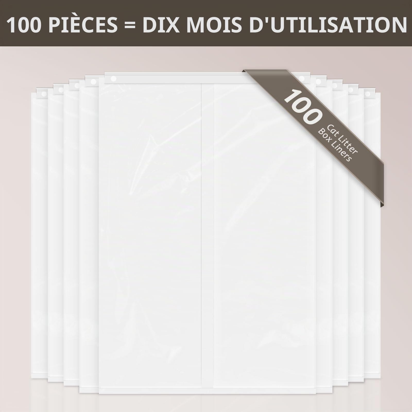Lot de 100 sacs à litière pour chat PetSnowy Snow+ - Auto-scellants - Pour tiroir PetSnowy - Résistants aux déchirures et aux fuites