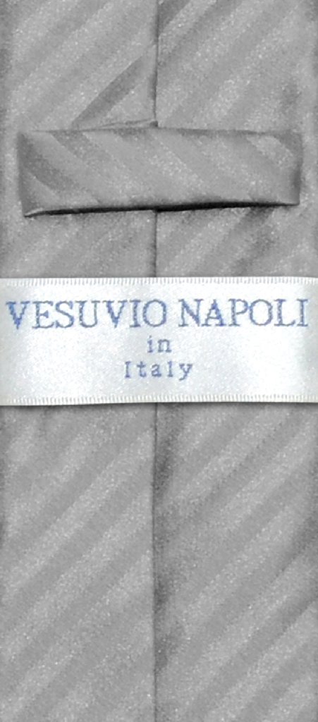 Vesuvio Napoli NeckTie SILVER GREY Vertical Stripes SKINNY 2.5