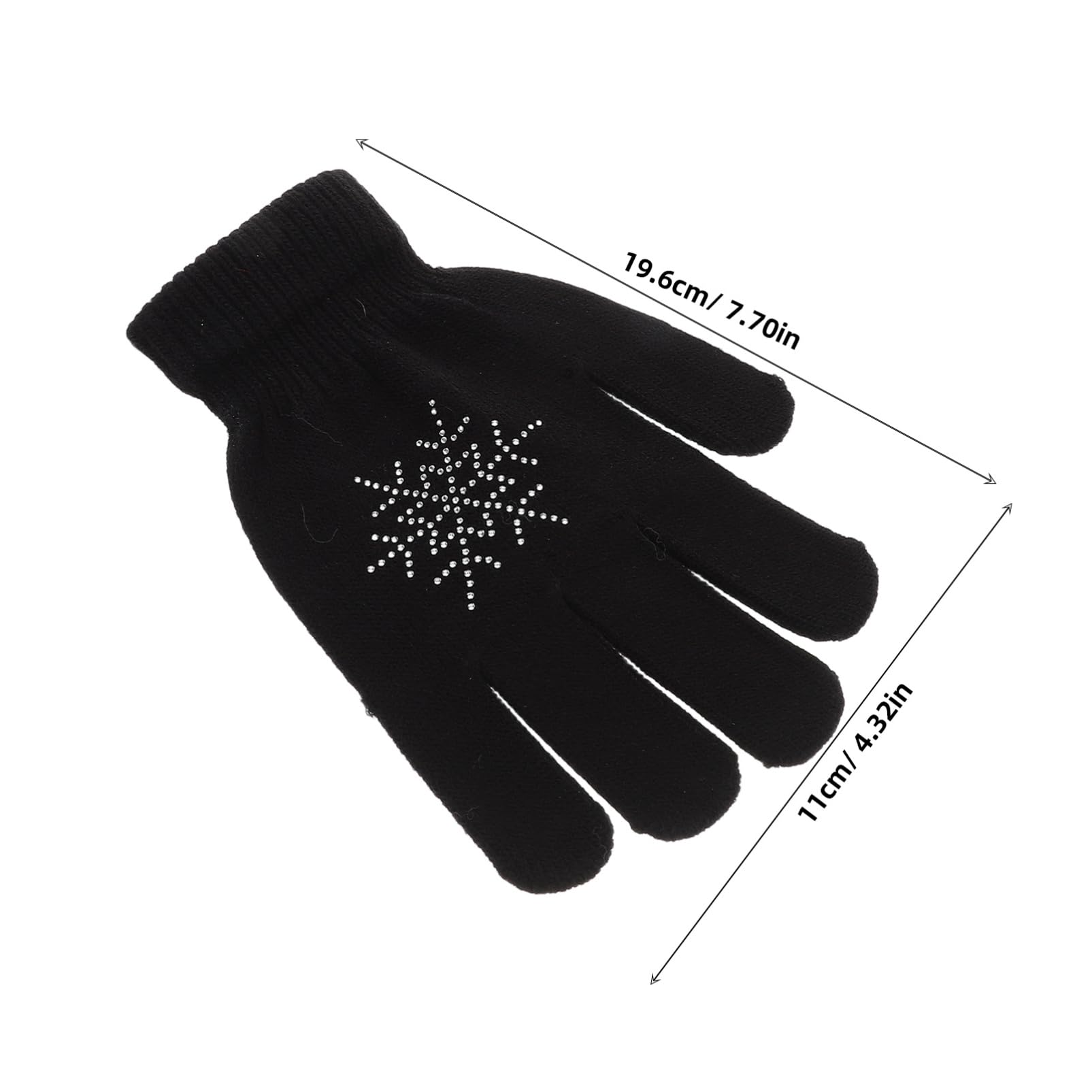 ibasenice Winter Warm Slip Ice Skating Gloves for Adults Rhinestone Decorated Durable Gripper Gloves for Snowboarding Sledding and Outdoor Activities
