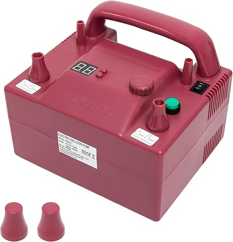 Bomba de globo eléctrica portátil, bomba de globo de aire eléctrica portátil, inflador de aire de globo de doble boquilla con controlador de tiempo