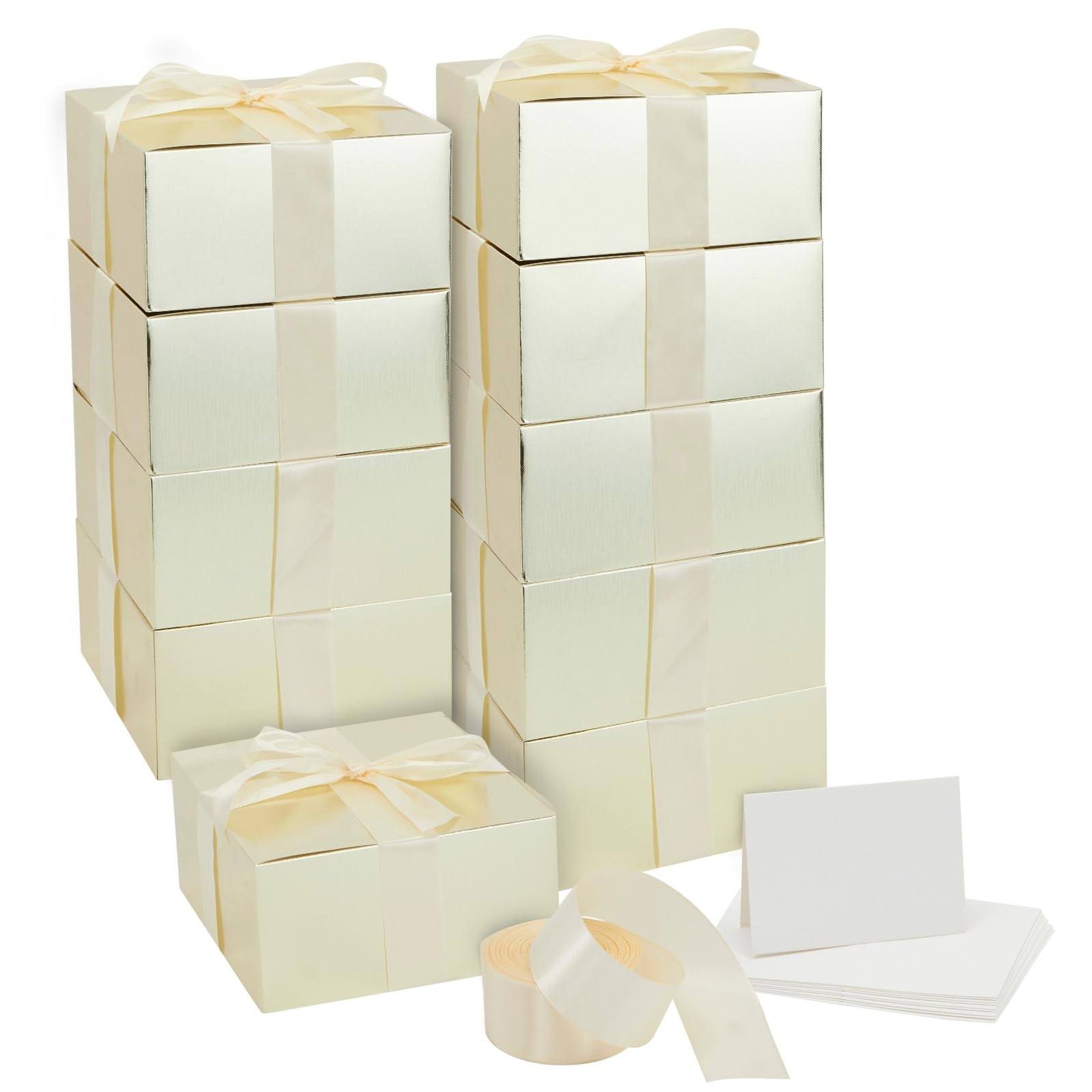 White Gift Box Gold Ribbon