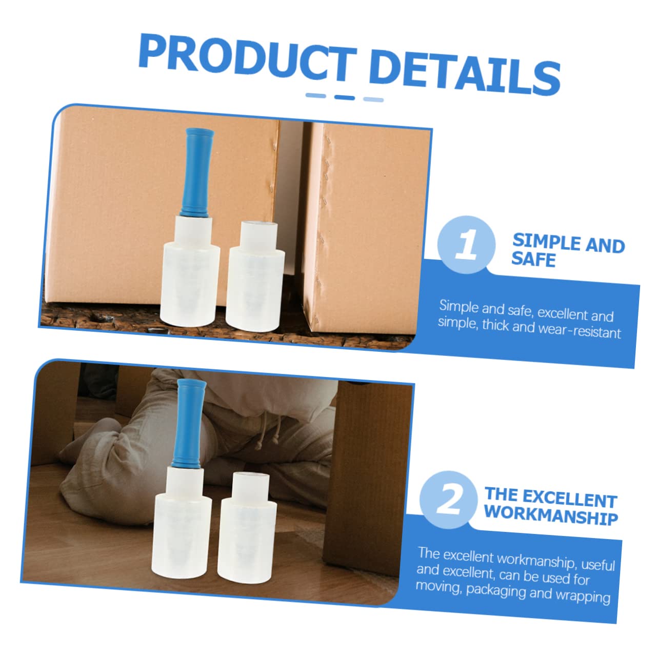 LALAFINA Membrana De Manija Retráctil Rollo De Film Estirable Industrial Film Autoadhesivo Para Mudanzas Color De Manija Aleatorio Para Embalar Cajas y Paquetes De Transporte