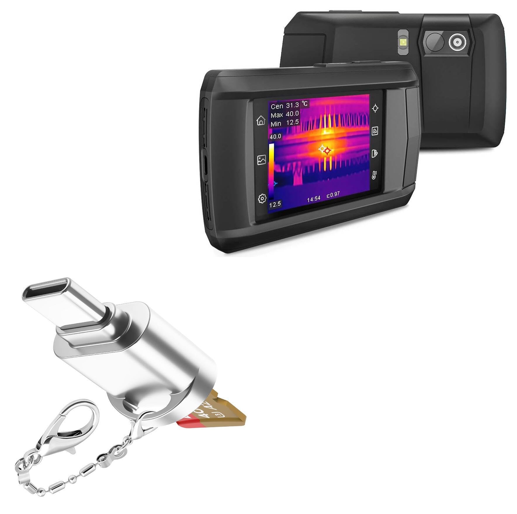 BoxWaveAdapter Compatible with HSFTOOLS HP96 Thermal Imaging Camera - Micro SD Card miniReader, USB Type-C OTG Reader USB3.0 Adapter Keychain - Metallic Silver