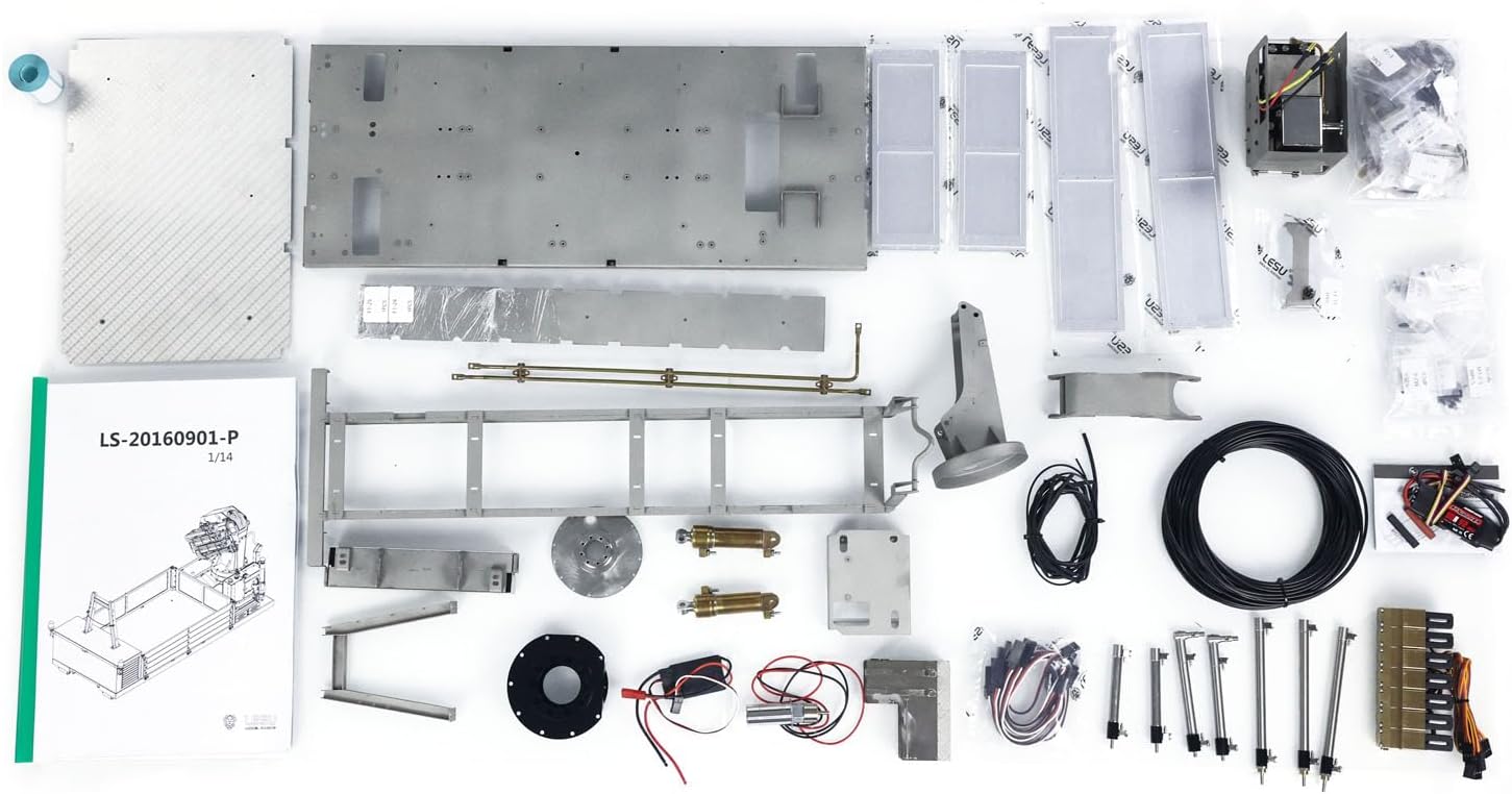Metal Cargo Box Hydraulic Crane for LESU 1/14 Roll On Off Dumper Truck DIY Model