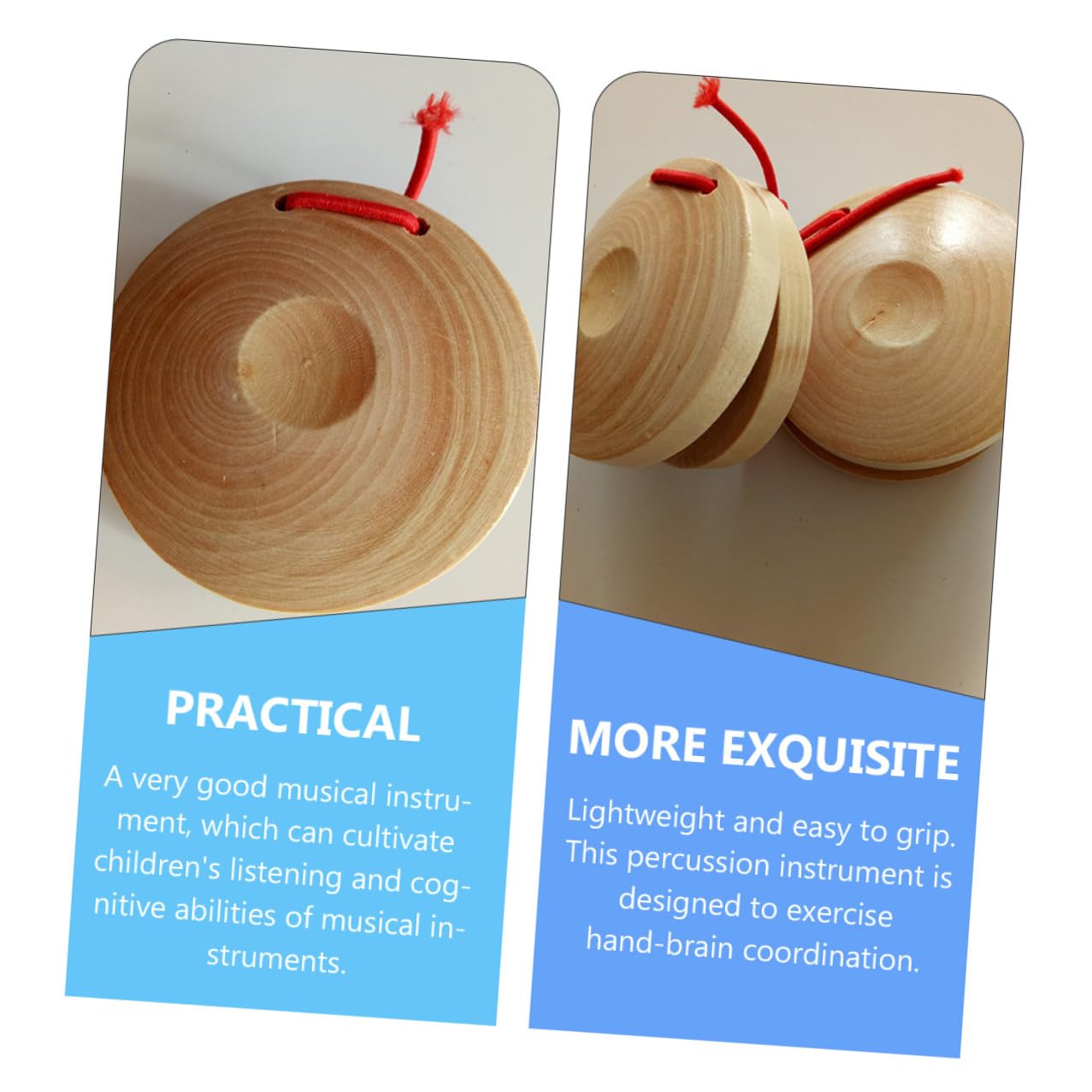 Strumento Percussione in Legno 12 Pezzi, Nacchere Facili da Impugnare Suono Nitido, Perfette per Insegnamento Professionale e Natale