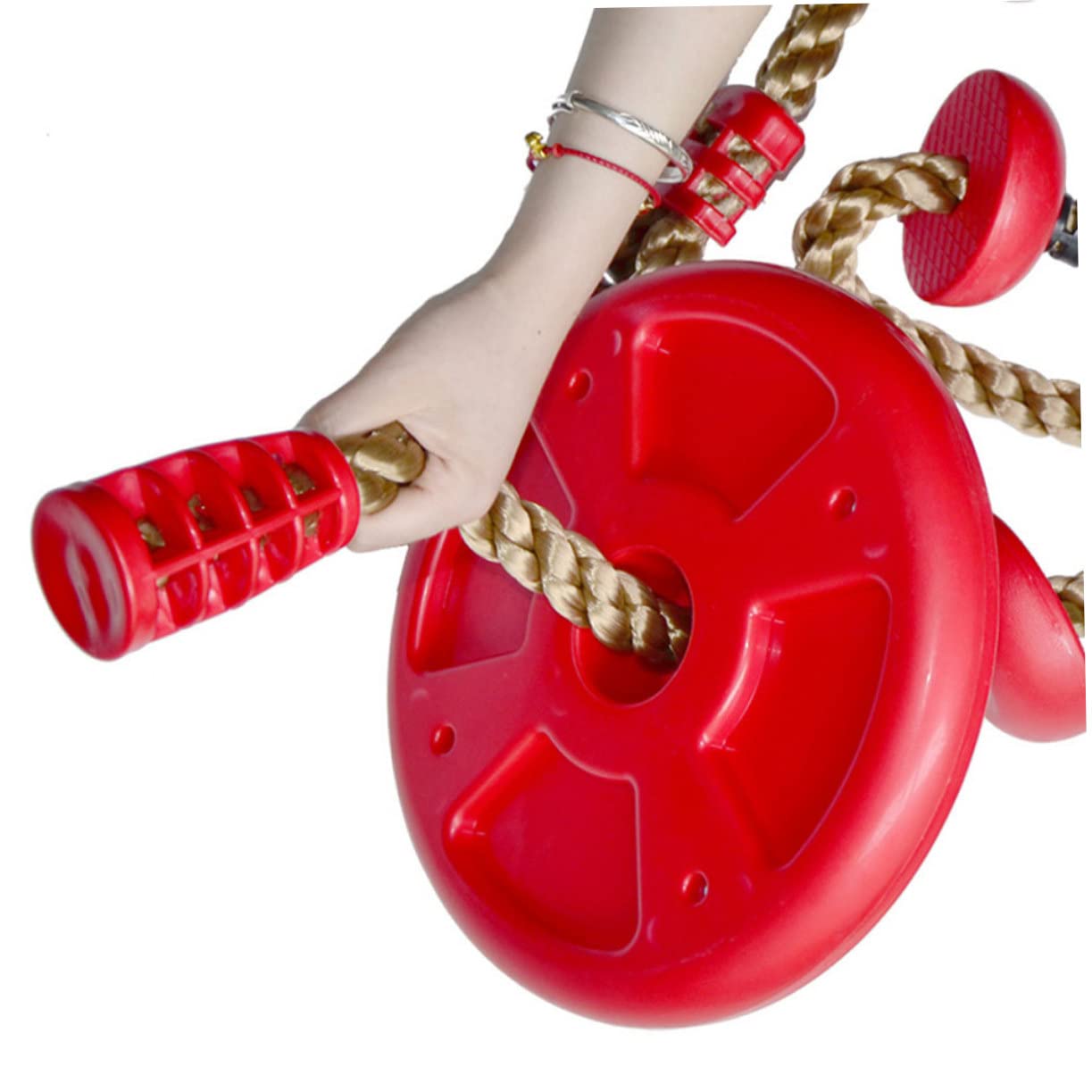 BESPORTBLE Swing Creative Round Disk Swing for Indoor Outdoor Recreation Design for Boys Red