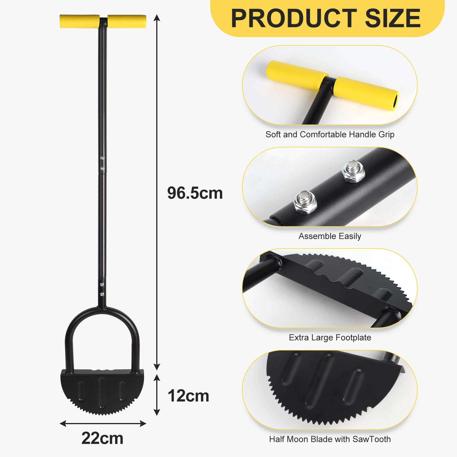 CPROSP Bordeadora de Césped Manual, Herramienta de Borde de Césped con Empuñadura en T 106cm, Bordeadora de Dientes de Sierra, Bordeadora Manual de Media Luna para Jardín, Parterres de Flores de Acera