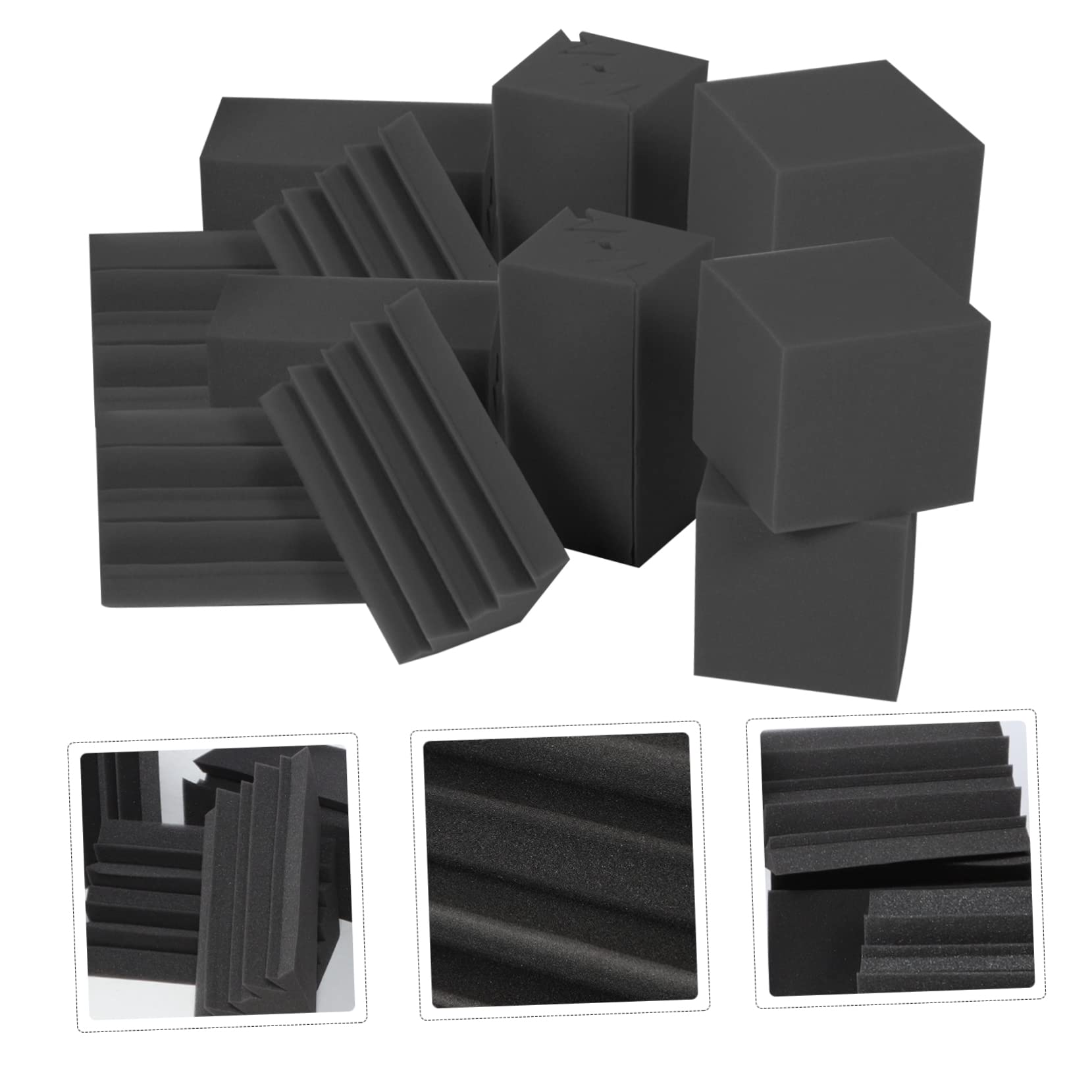 Bass Traps Angolari 16 Pezzi, Assorbimento Basso, Nero | Sponge Piramide e Cubo, Ritardo Fiamma, Sale Cinema e Ktv, Finitura Estetica