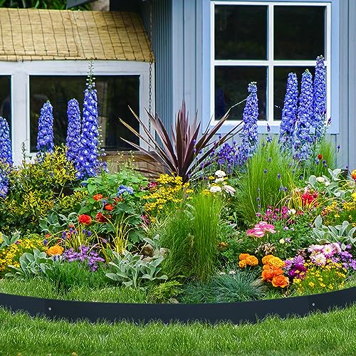 Gzgneevl GZG103 Landscape Edging Galvanized Steel Edging Black Steel Landscaping Edge Metal Garden Border Bed 8 Inch Depth 40 Inch Strips 6Pcs Hammer-In thumb #5