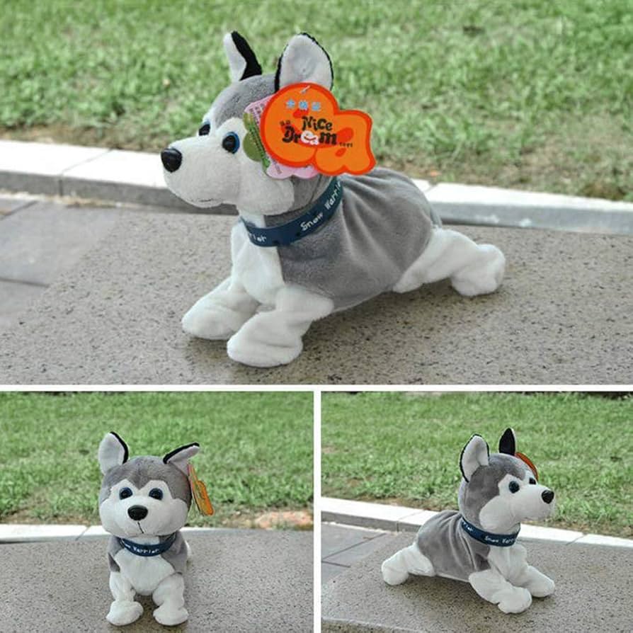 Amazon.co.jp: 犬のぬいぐるみハスキーグレー知能ロボット音声