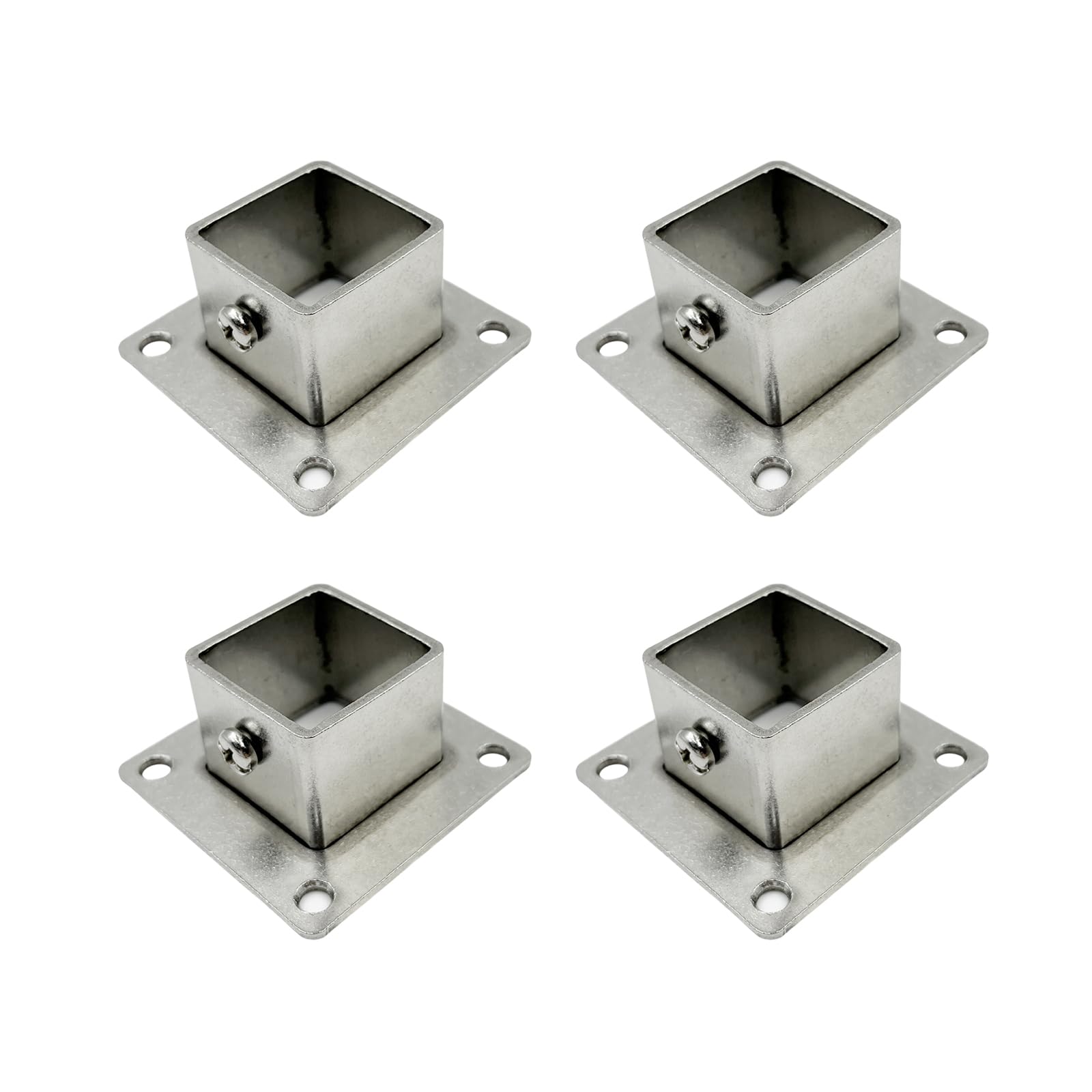 Yuqim 4 Pack Post Bases Square Deck Post Brackets Post Anchors Heavy Duty Stainless Steel Post Supports Post Sockets for Wood Fence Railing Post Holders(1.2" x 1.2")