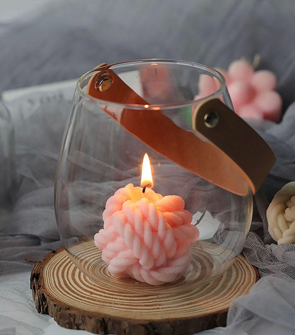 YEBEY LLC 3 Pcs Decorative Knot Yarn Candles - Bubble Cube Soy Wax Aesthetic Scented Home Decor Candle Set (3 Pcs Colourful, Floral, Fruity)