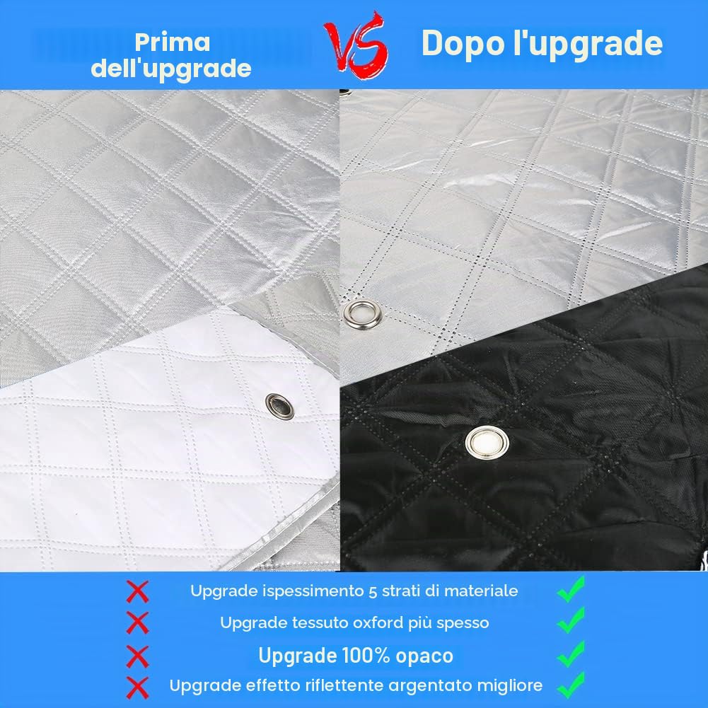 Parasole per Parabrezza per Camper Compatibile con Ford Transit Van MK8, Set di 3 Parasole Pieghevole Parasole Protezione Termica Interno con Custodia, 100% Occultazione