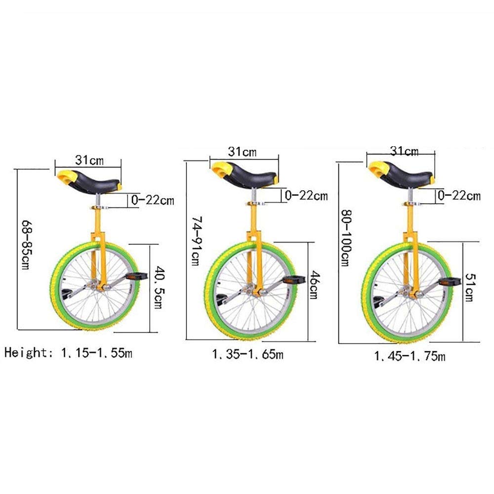 Monociclo, Monociclo de 20/18/16 Pulgadas, for Hombres, con Ruedas Antideslizantes, Llanta aleación, neumático Extra Grueso, Asiento Ajustable(20inch)