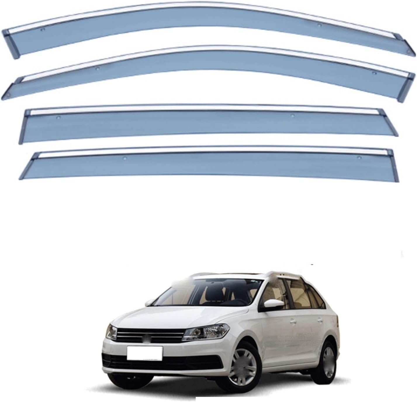 Plakdfuu Normal Wind Deflectors Rain Guards For Volkswagen Santana Gran Lavida Hatchback 2015-2022 4Pcs, Side Window Visors Block Uv & Rain, Fresh Air Flow