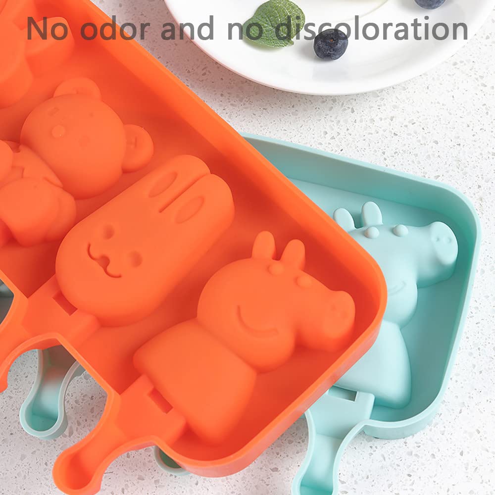 FAXIOAWA Moldes para paletas de Hielo Moldes para paletas de Silicona 4 cavidades Molde para Helado casero Reutilizable Silicona Suave, Molde para Pasteles para paletas de Hielo DIY,Rojo