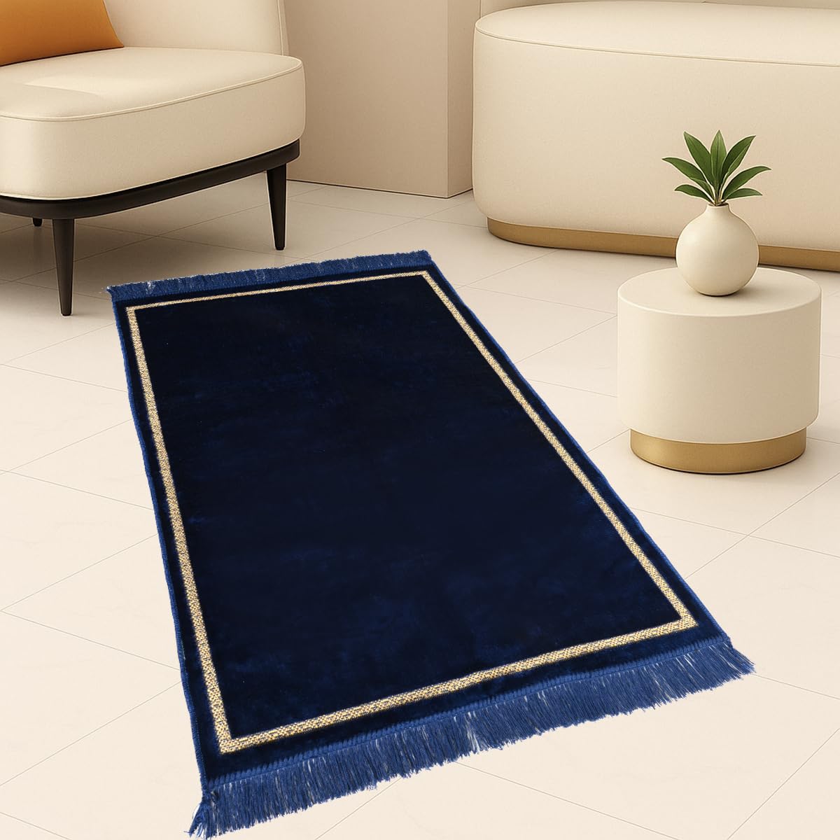 Velvet Prayer Mat - Blue Janamaz for Namaz -12