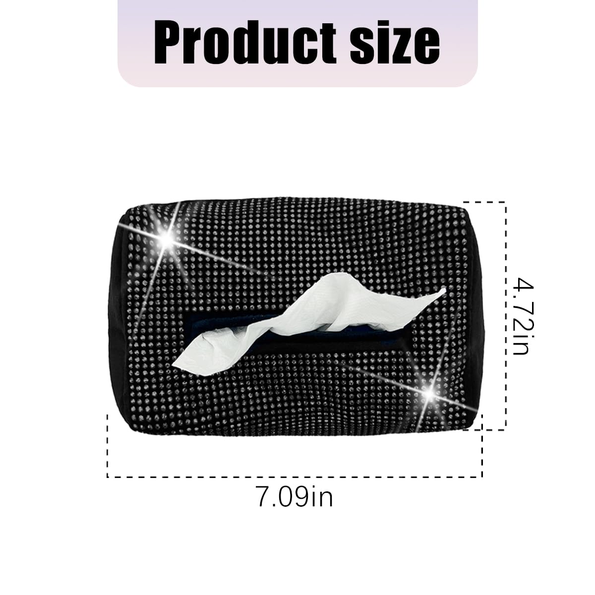 HZEL Bling Car Sun Visor Tissue Holder, Crystal Rhinestones Vehicle Napkin Hanging Box, Diamond Sparkly Automotive Backseat Paper Towel Cover Case Accessories, Universal for Most Cars (Black)