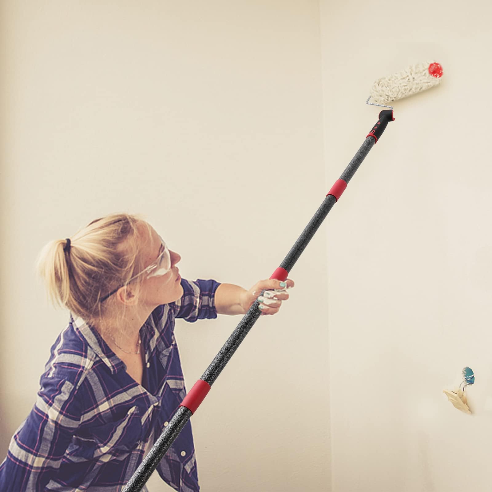 Rouleau de Peinture, 180 cm, Barre Télescopique, Rouleau de Peinture Multifonction, Kit avec Maison, Rouleau de Peinture en Acier Inoxydable, Pour Murs et Plafonds