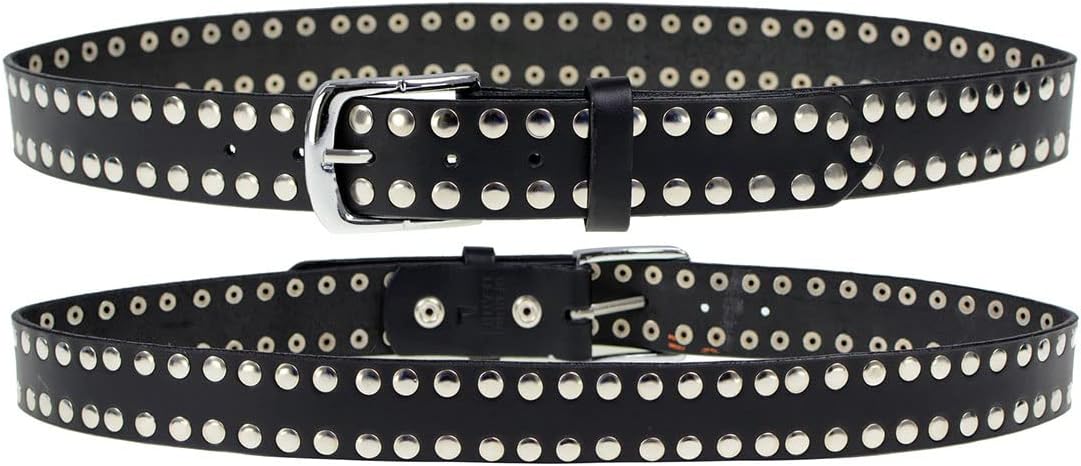 Milwaukee Leather MP7100 Men's Studded Black Genuine Leather Belt for Biker with Buckle - 1.5 inches Wide | Interchangeable Buckle; Studded Detail; Biker Style