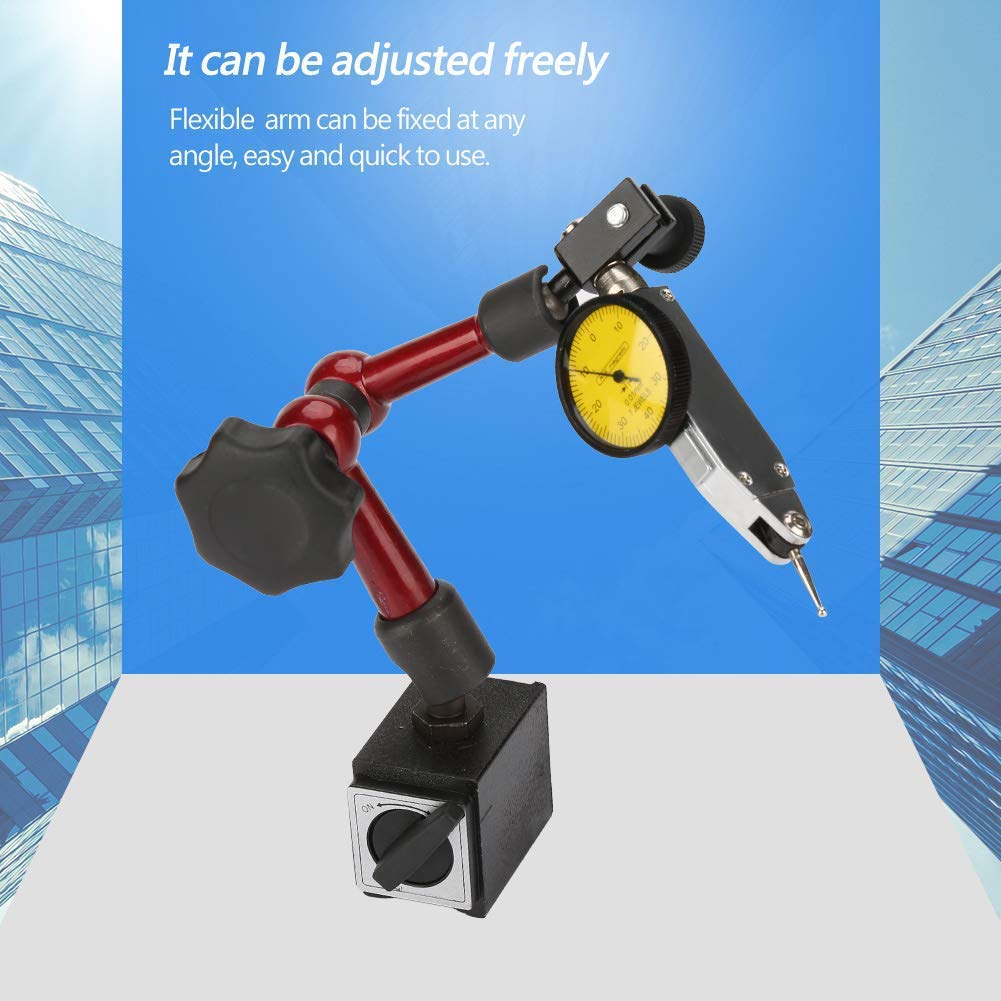 Support de Base Magnétique de Cadran Support de Jauge Réglable avec Indicateur de Test de Cadran à Levier Plage de Mesure 0~0.8mm