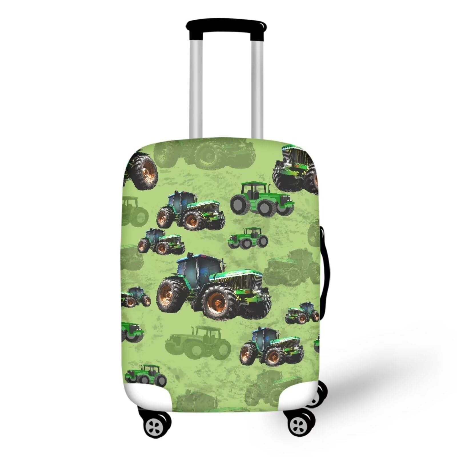 Coloranimal Cute Tractor Luggage Covers for Adult and Kids Boys Excavator Travel Luggage Covers Cartoon Car Trucks Tractor Lover Suitcase Protector for 22-24 Inch Lunggage,Green