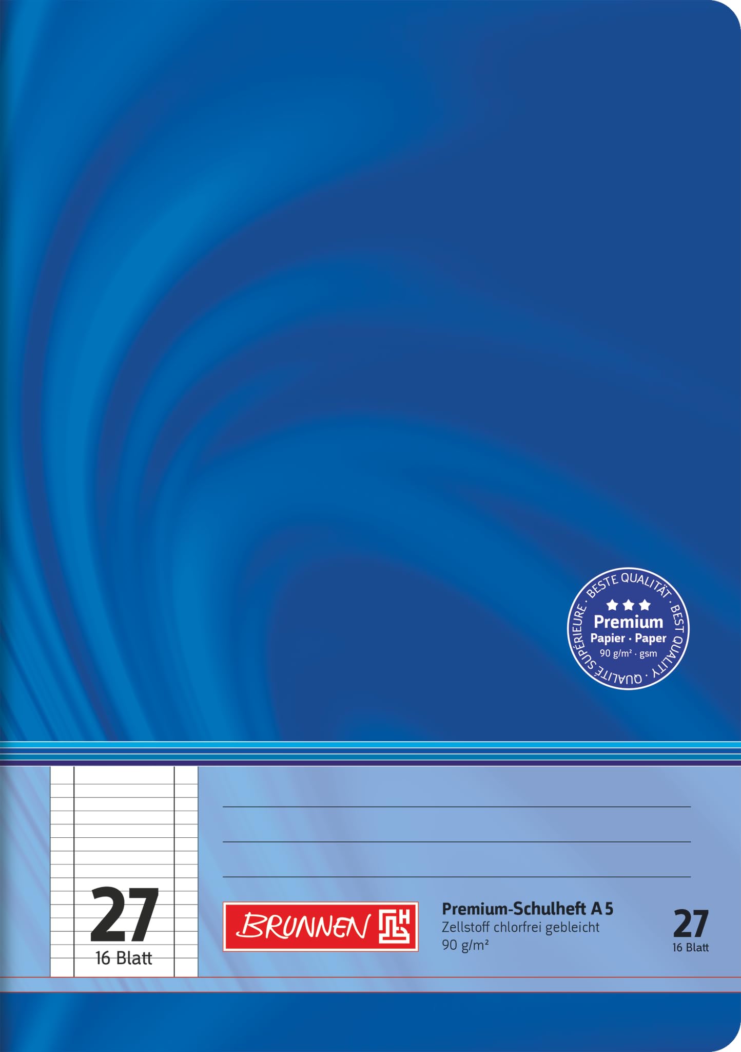 Brunnen 104572702 Premium-Schulheft DIN A5, 16 Blatt, einfaches Heft