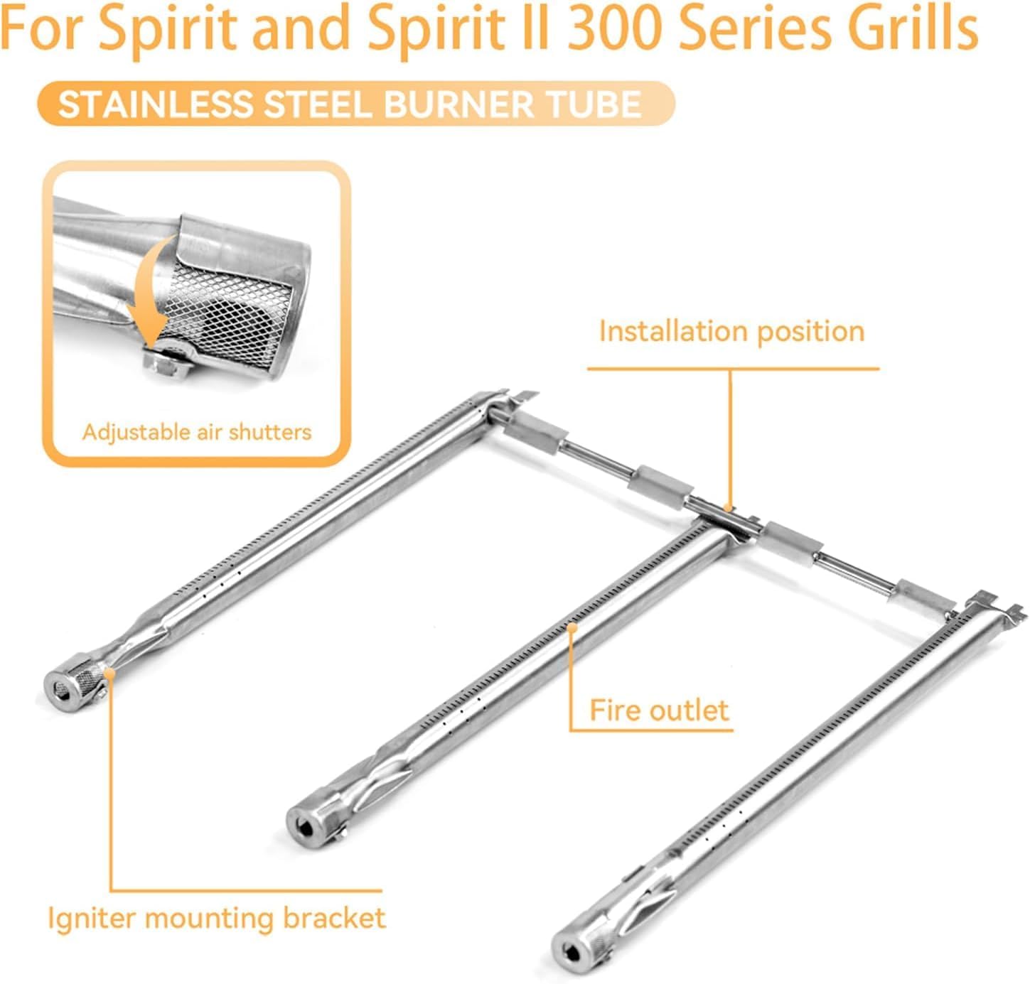 Spirit E310 Grill Parts 7636 Flavorizer Bars & 69787 Grill Burners for Weber Spirit I & II 300 Series E310 E320 E330 S310 S320 S330 with Front Control, Grill Replacement Parts for Spirit 2 GS4