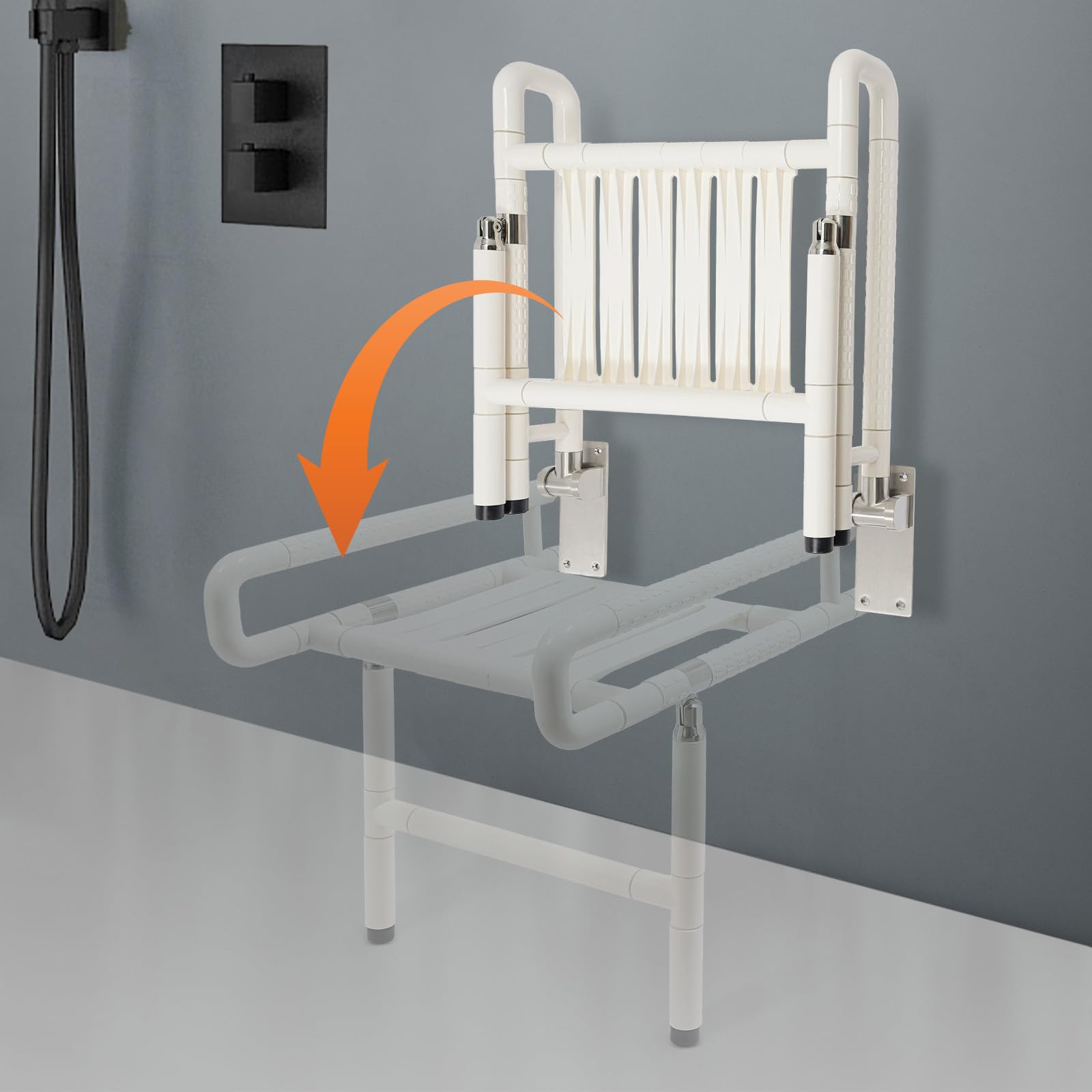 XUANIIIL Folding Shower Seat Wall Mounted, 440lb Load-Bearing Fold Down Foldable Shower Bench Chair, for Inside Elderly, Pregnant Women