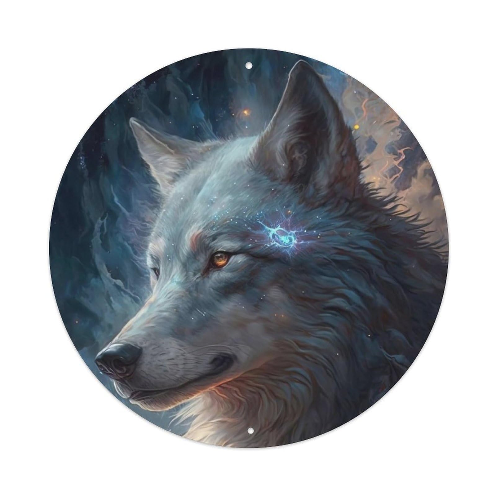 Animals Artwork Cosmic Wolf Vintage Metal Tin Sign Plaque Wall Decor for Cafe, Club Bar, Office, Garden Metal Poster 8x8Inch