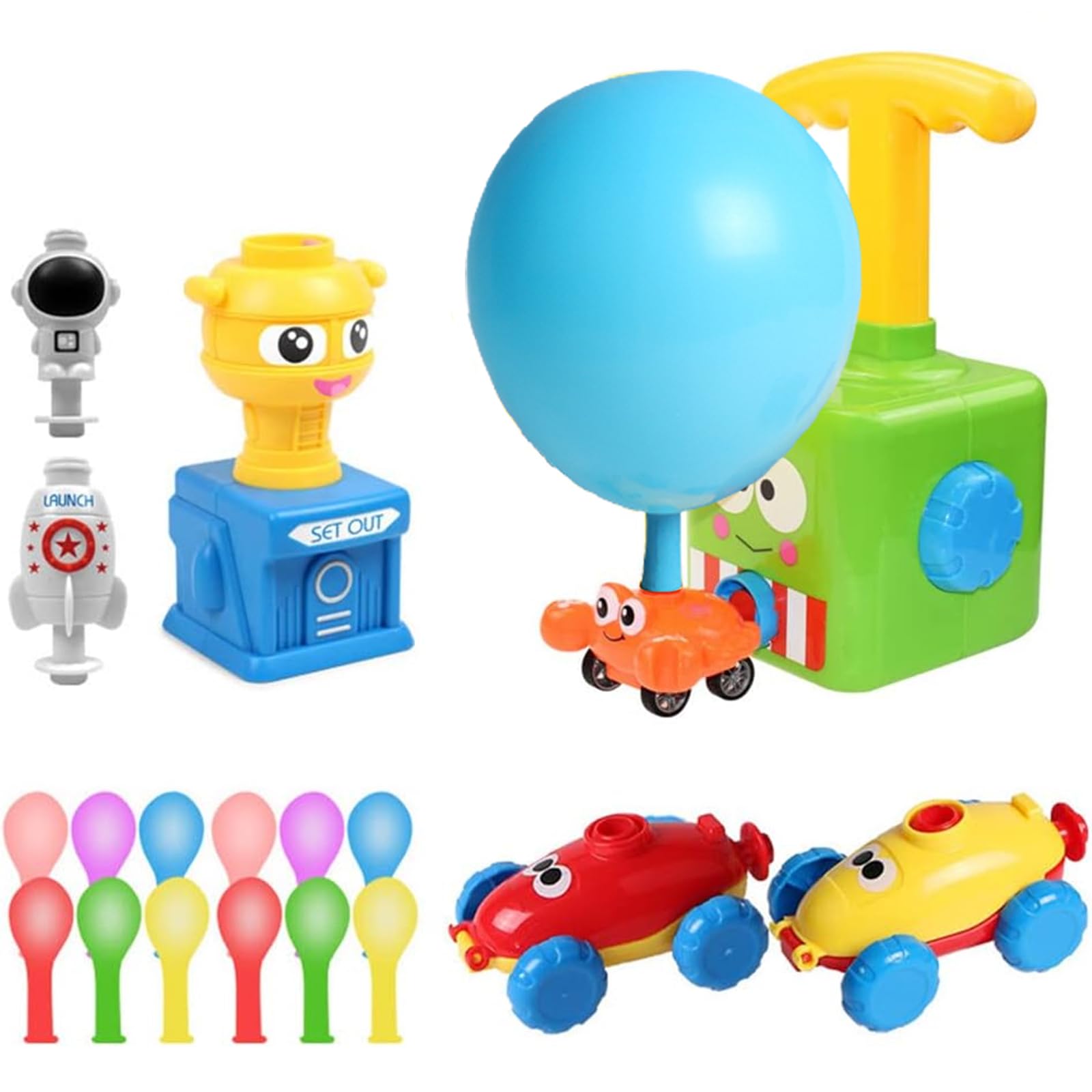 Balloon Powered Car With Launch - Educational Toy Set for Kids, Creative Vehicle With Pump, Gift for 2-3 Year Olds (Frog)