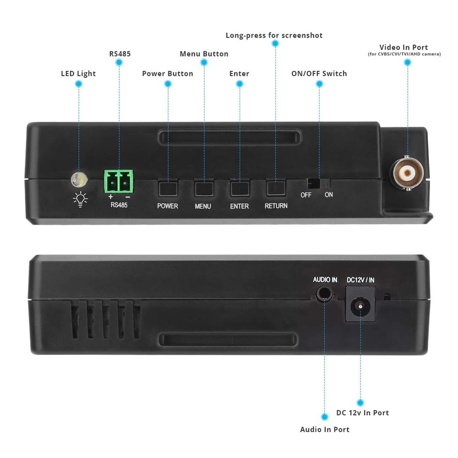Probador de circuito cerrado de televisión, Monitor de vídeo seguridad con pantalla táctil 4 pulgadas, probador CCTV rastreador cables, cámara IP muñeca, analógica CVI y CVBS