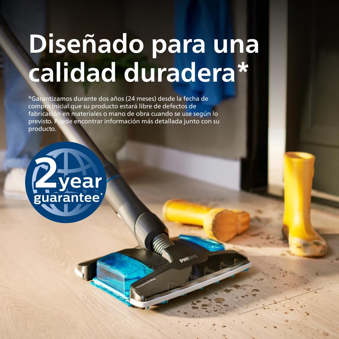 Philips Aspiradora Sin Cable Serie 8000 Pet, Aspiración Superior, 80 Min de Autonomía, Reconocimiento de Suelos, Smart Display, Cepillo Con Luz LED, Cepillo Pet & Aqua, Filtro Antialérgico (XC8055/01)