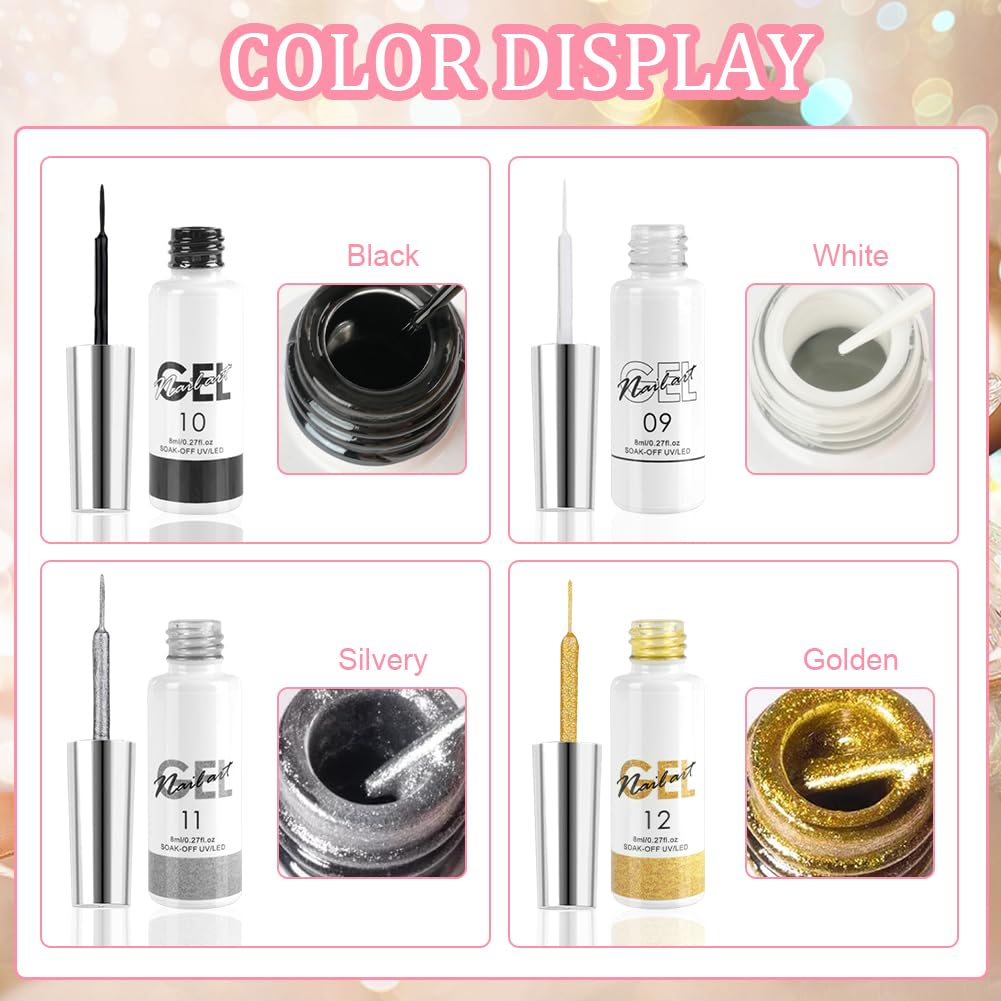 LOPHE Zestaw lakierów do paznokci, 4 x 8 ml, wzór do francuskiego manicure, profesjonalny lakier do paznokci, żelowy lakier do paznokci, półtrwały lakier żelowy (4 kolory)