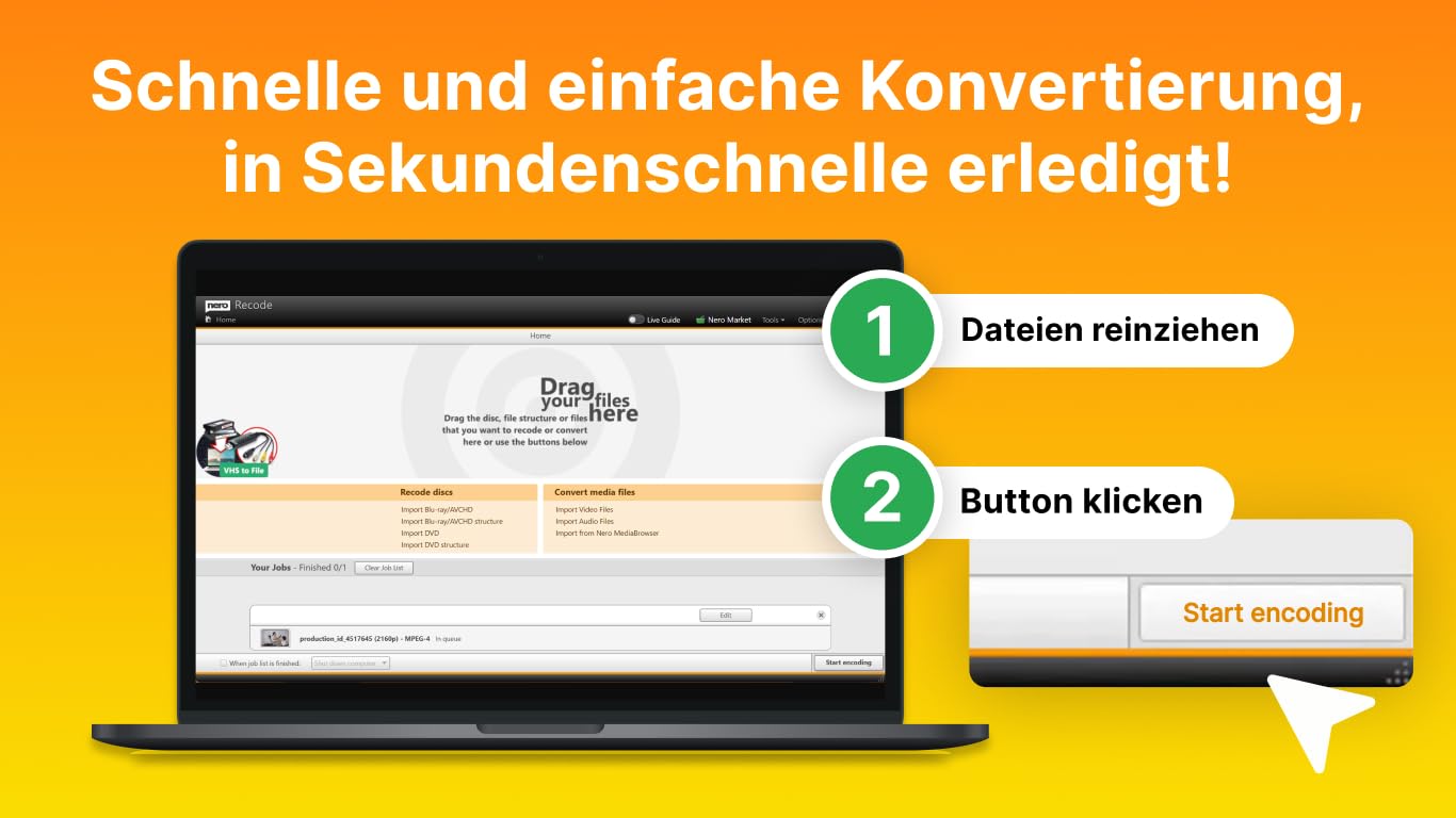 Nero Recode | Audio & Video Converter Software | MP3 Converter | MP4 Converter | DVD rippen & Video komprimieren | Formate: MP4, AVI, MOV, MP3, WAV, FLAC | Unlimitierte Lizenz | 1 PC | Win 11/10/8/7
