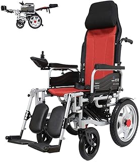 YELLAYBY Silla de Ruedas eléctrica Plegable con Respaldo reclinable, reposacabezas Ajustable;Batería de Iones de Litio Polímero (12A) (Controlador de la Mano Derecha) jh Silla de Ruedas de Ayuda