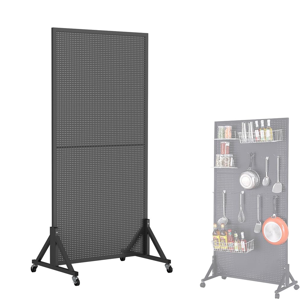 Tablero Perforado De Exhibición, Organizador De Herramientas De Pie con Ruedas, Organizador De Tablero Perforado para Almacén, Taller Y Manualidades,100x50cm