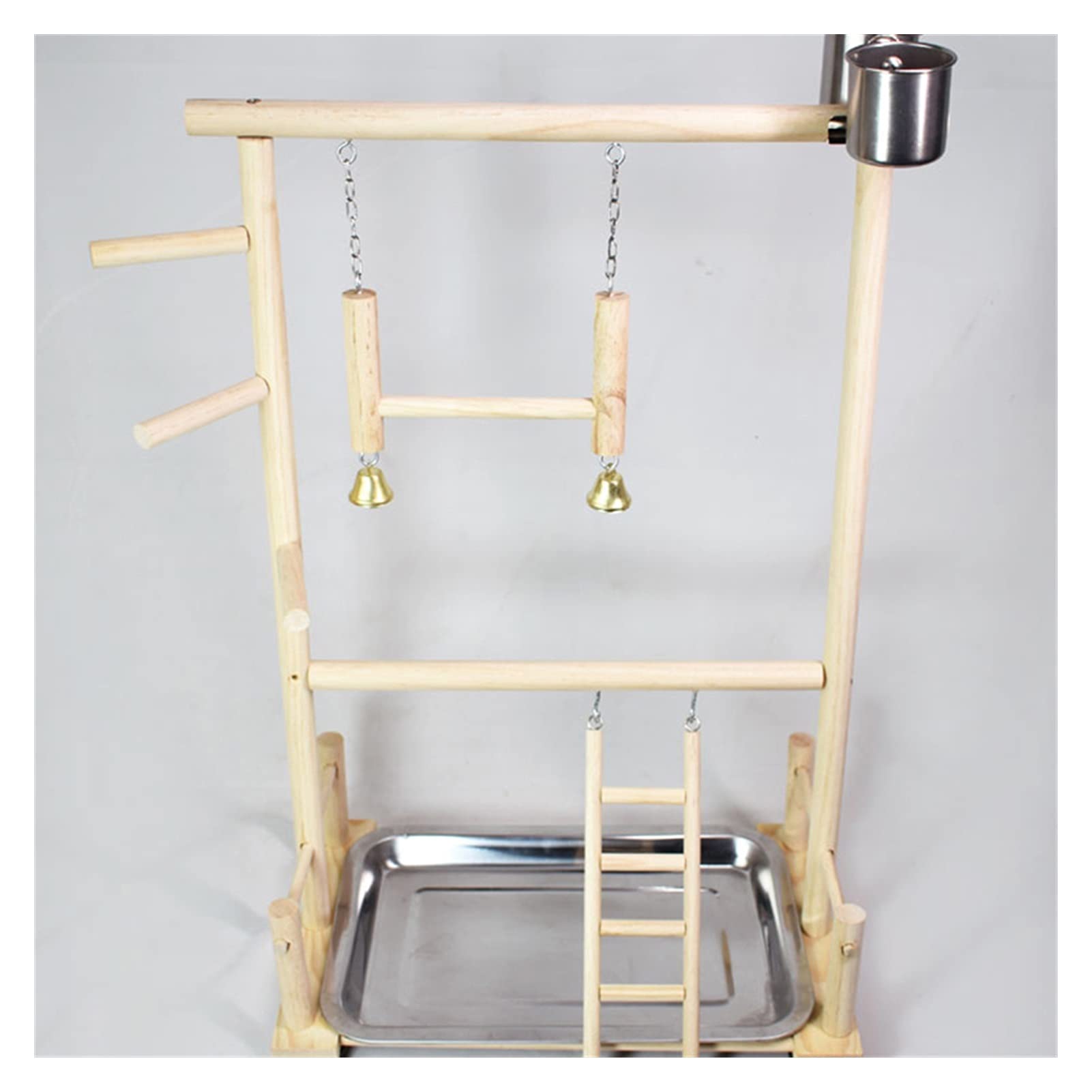 Juguete para pájaros con taza, juguetes, bandeja, pájaro, swing, escalada, puente de escalera colgante, madera, cashatiel, parque infantil, perches para pájaros