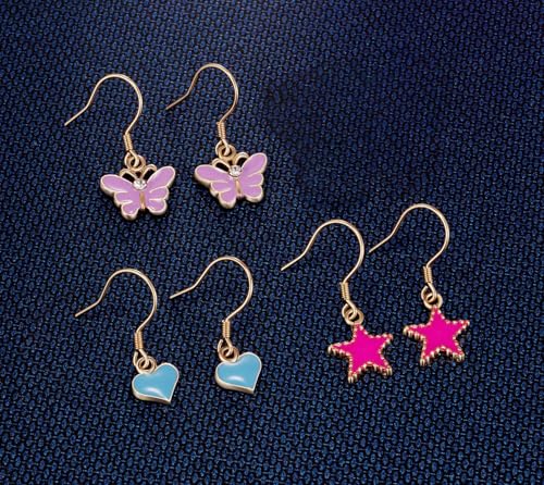 Image of 33 Pairs Stainless Steel Cartoon Earrings for Girls - Hypoallergenic Colorful Stud Earing Set, Mix & Match Cute Earring for Teens, Kids, Doll Dressup Accessories